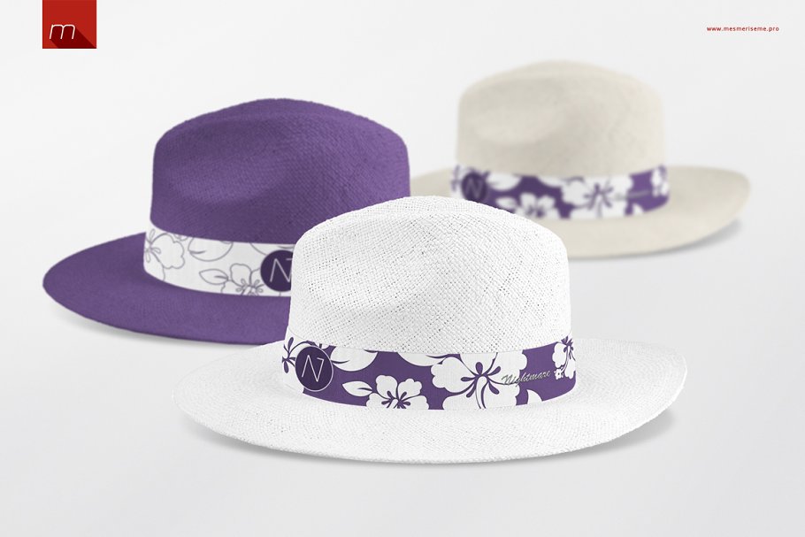Different color panama hat mockup