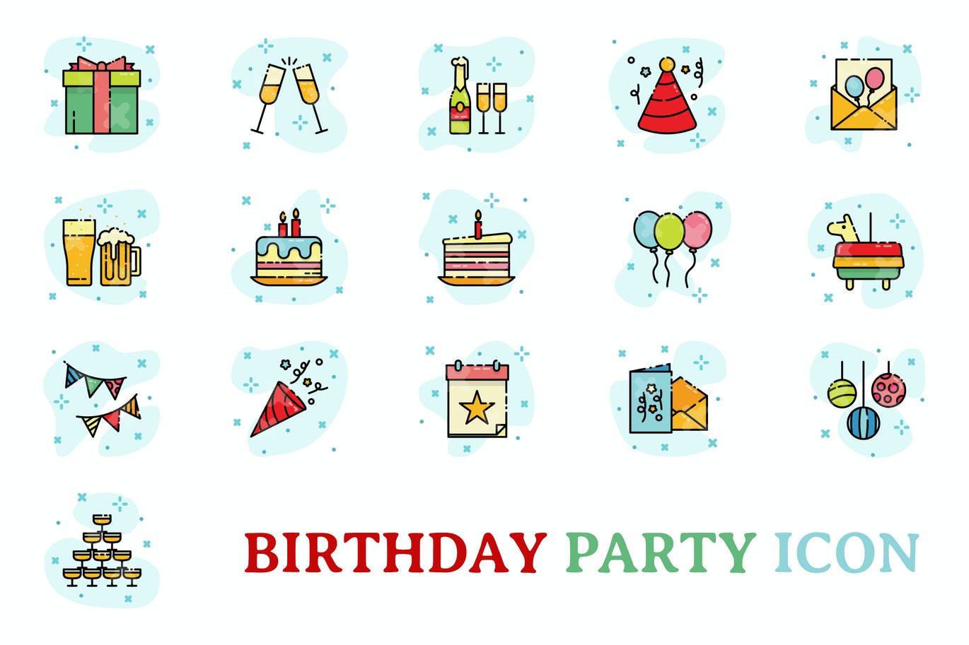 Birthday icon set