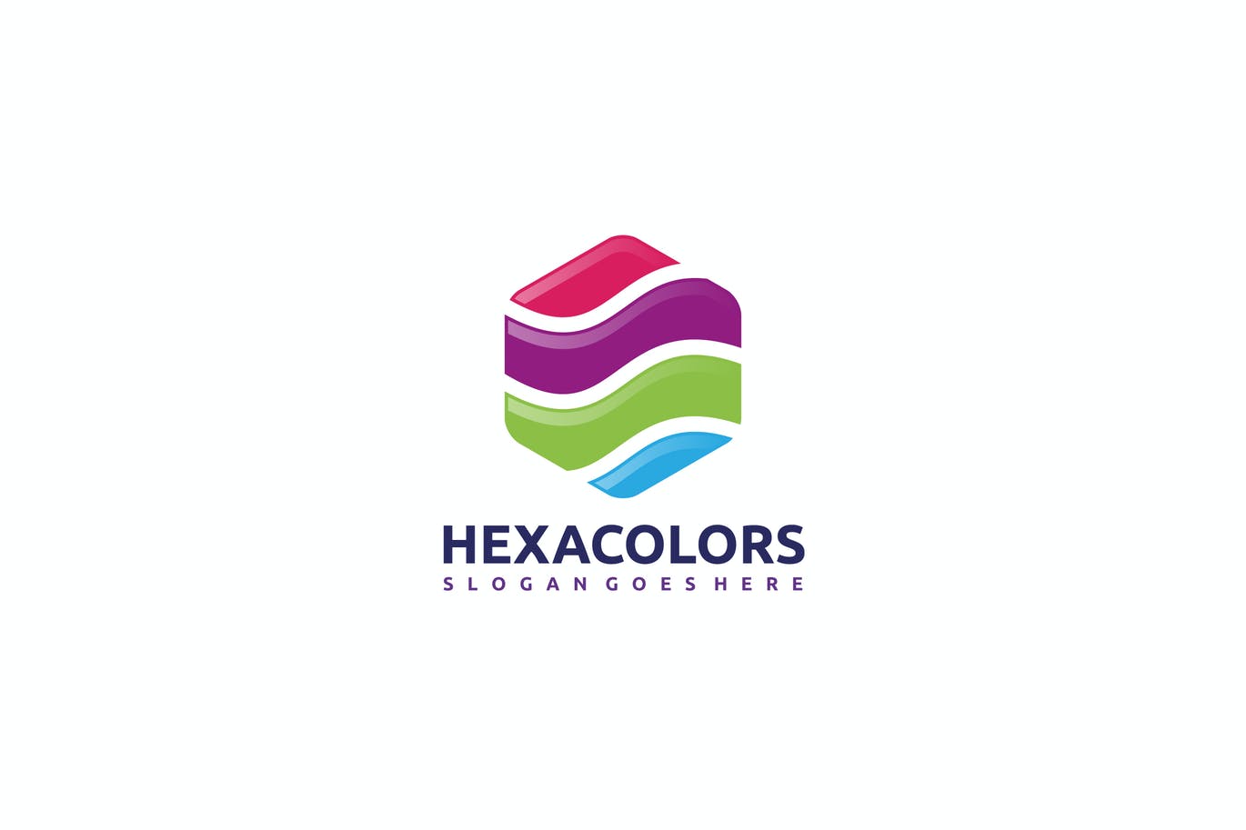 A hexagon colored logo template