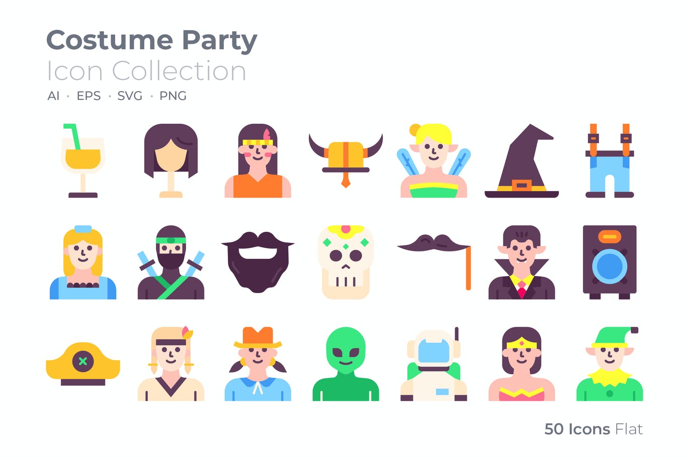 Costume party icon collection