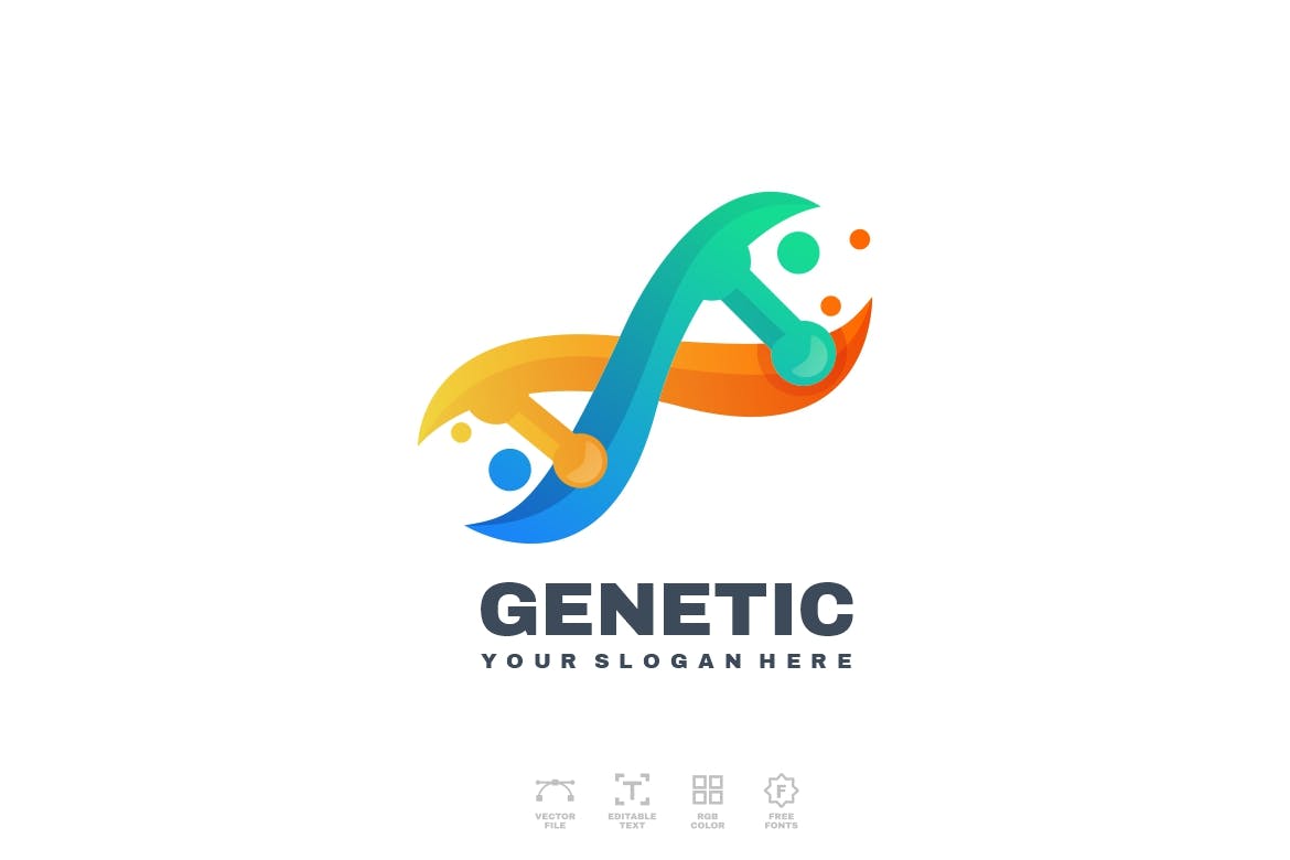 DNA colorful logo template