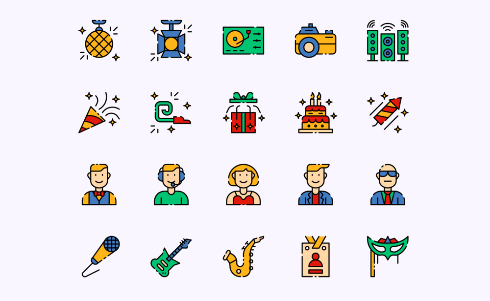 Free icon set for night party