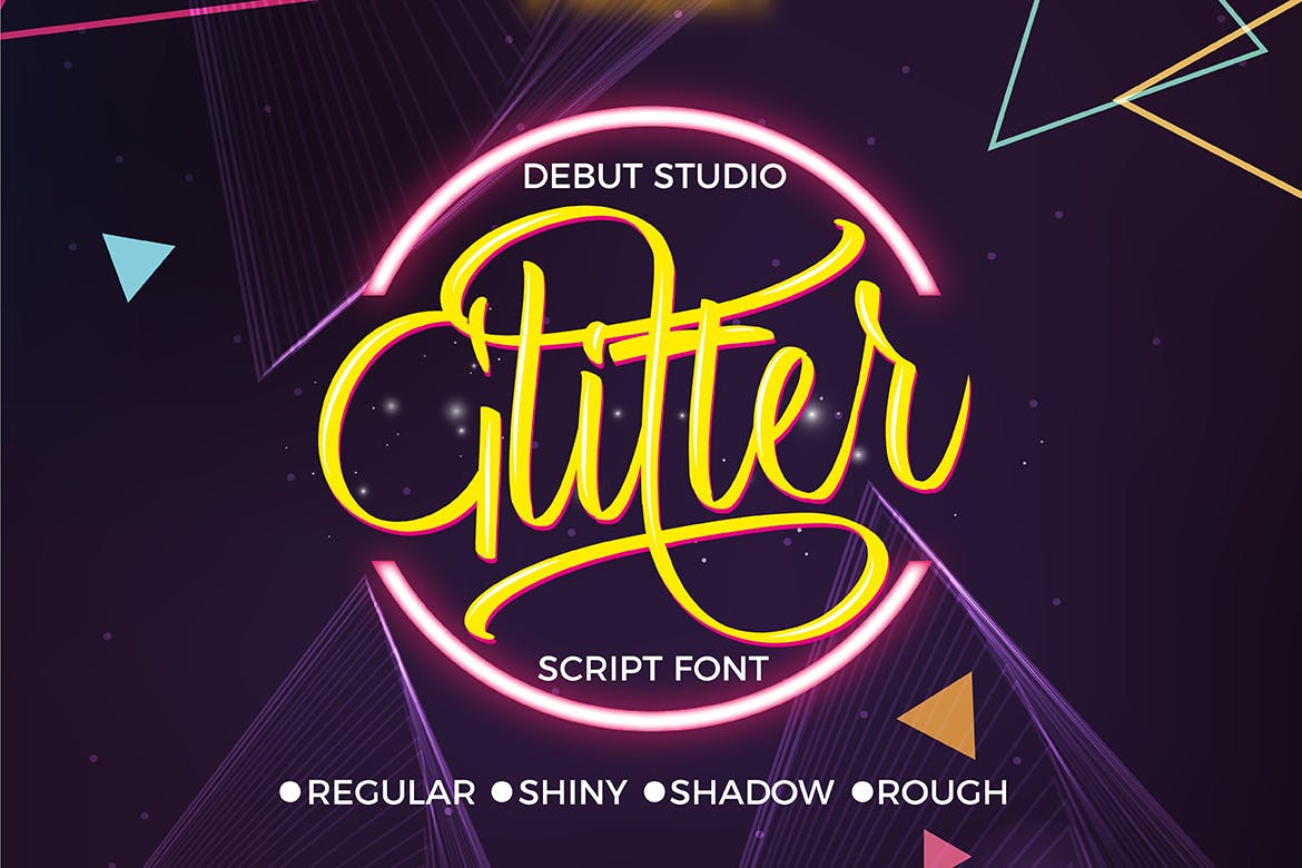A handwritten glitter font