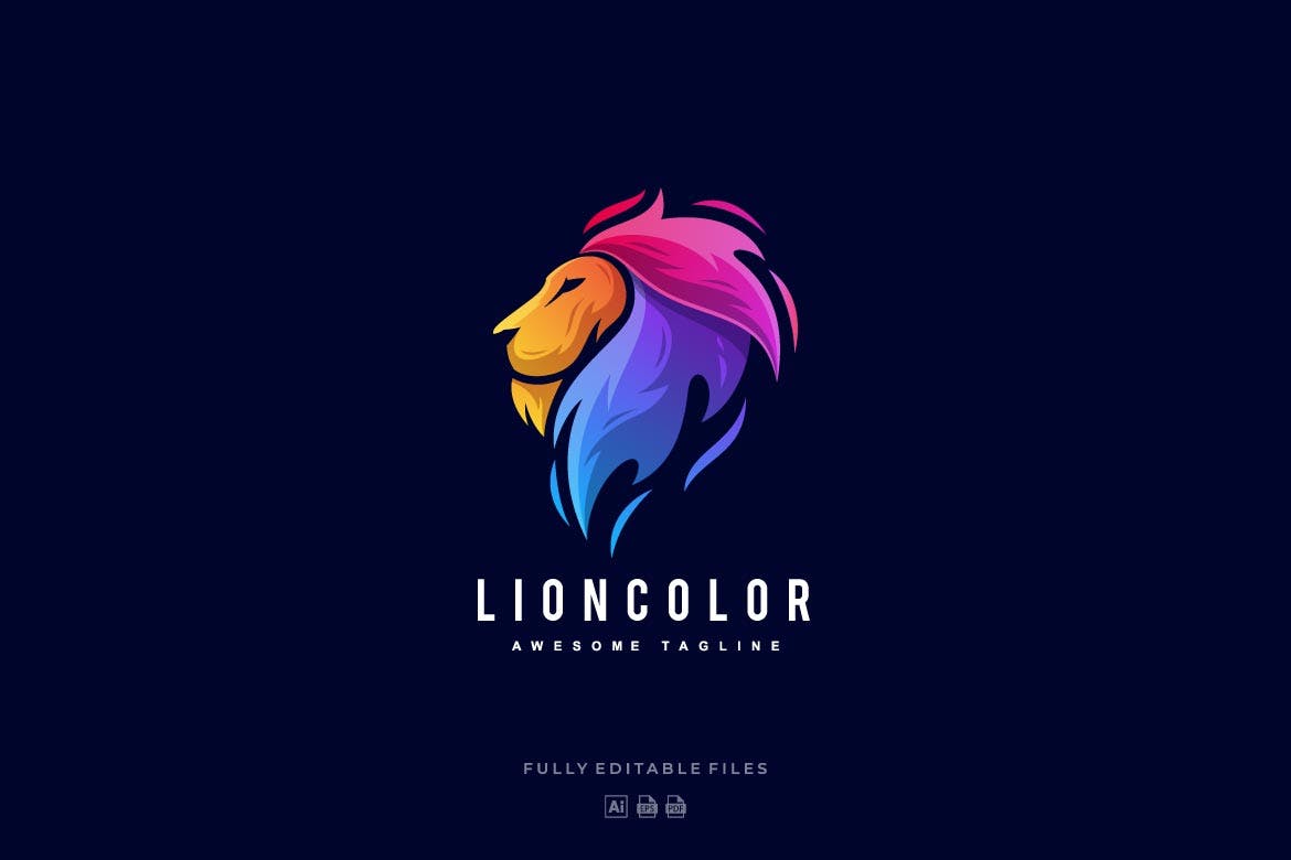 A colorful lion head logo template