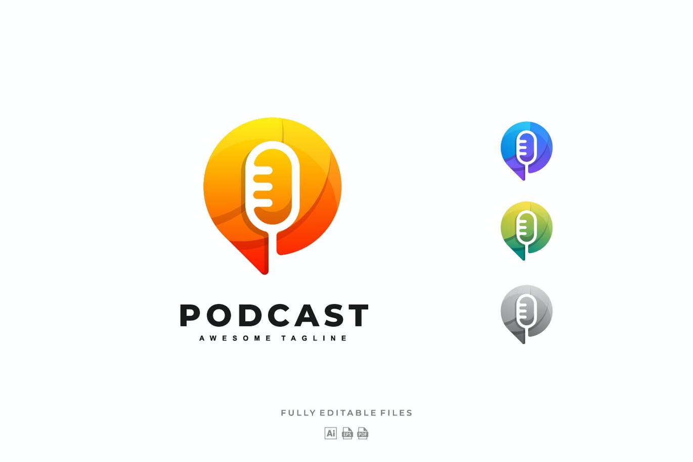 A colorful podcast logo template