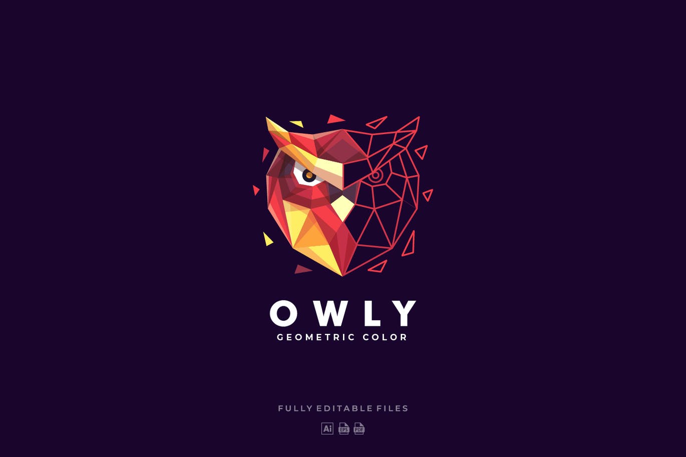 An owl polygonal colorful logo template