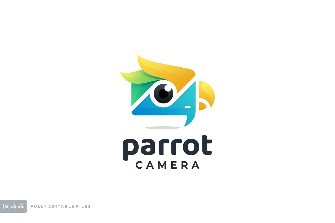 A parrot camera gradient colorful logo template