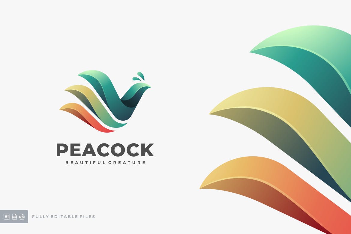 A gradient peacock beautiful logo template