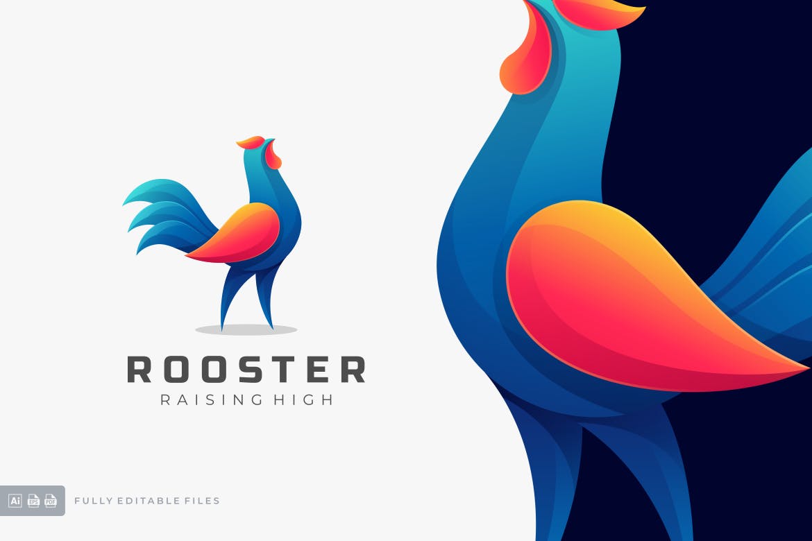 A rooster gradient logo template