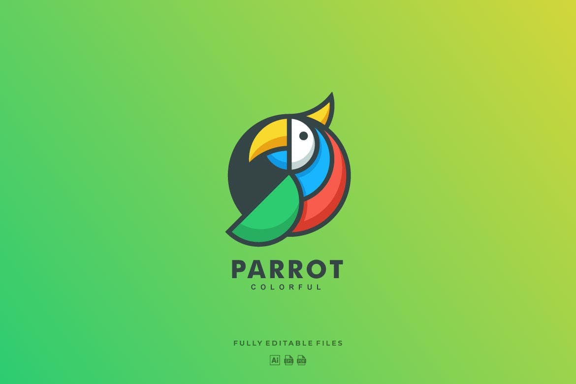 A simple colorful parrot logo template