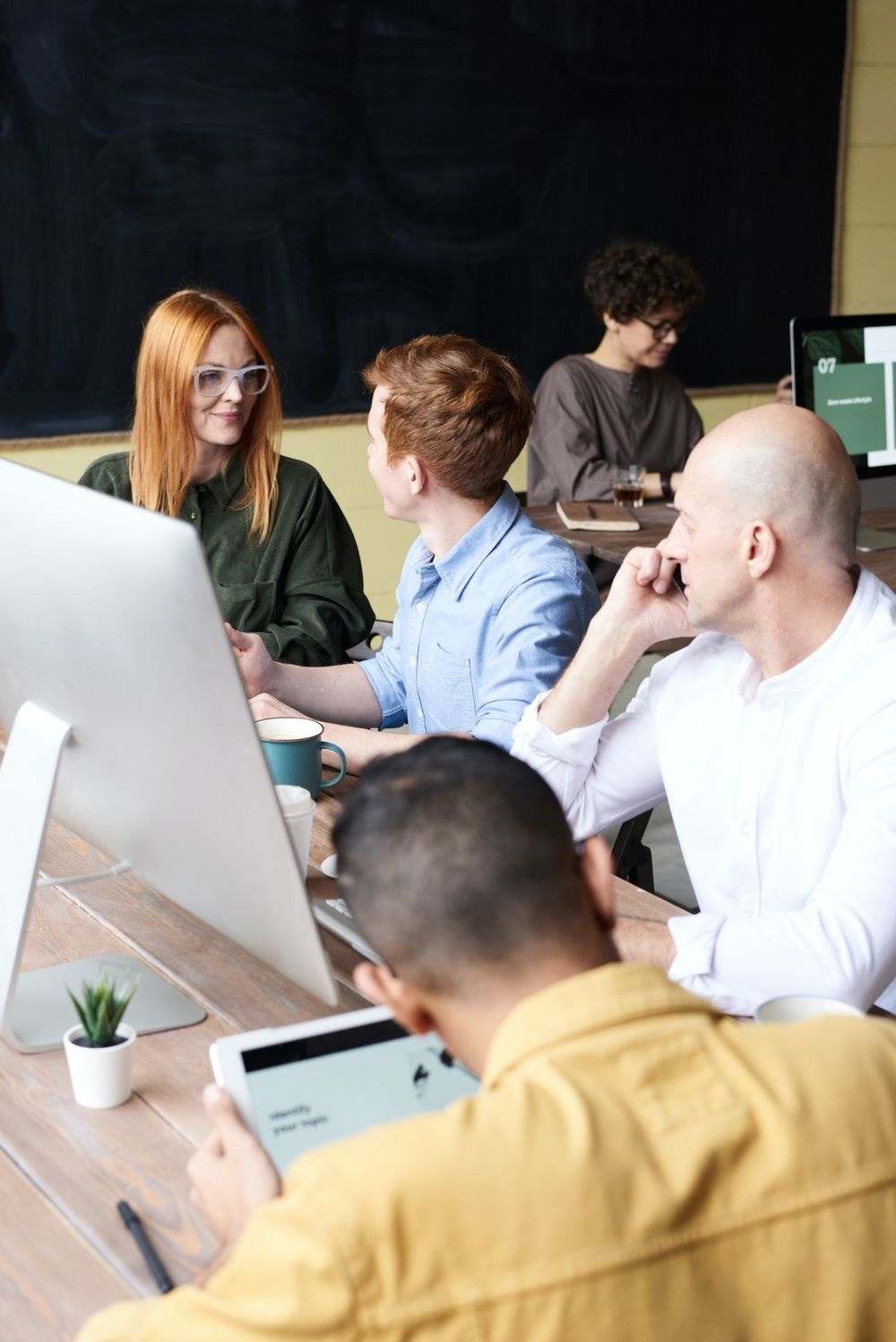 A young people working in office