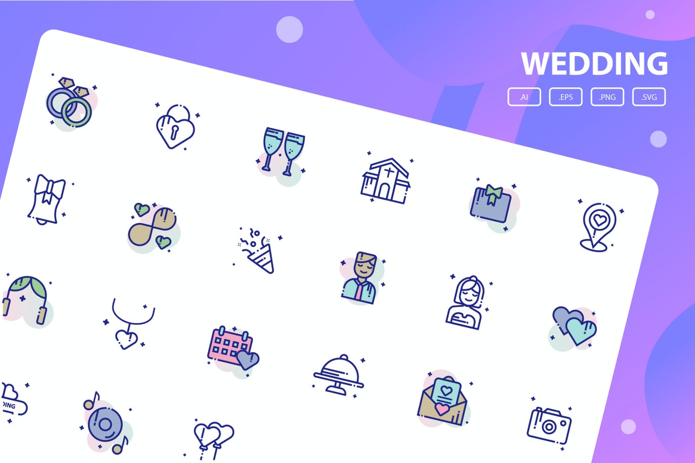 Wedding party icon set