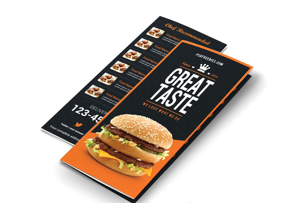 Free burger menu and brochure template