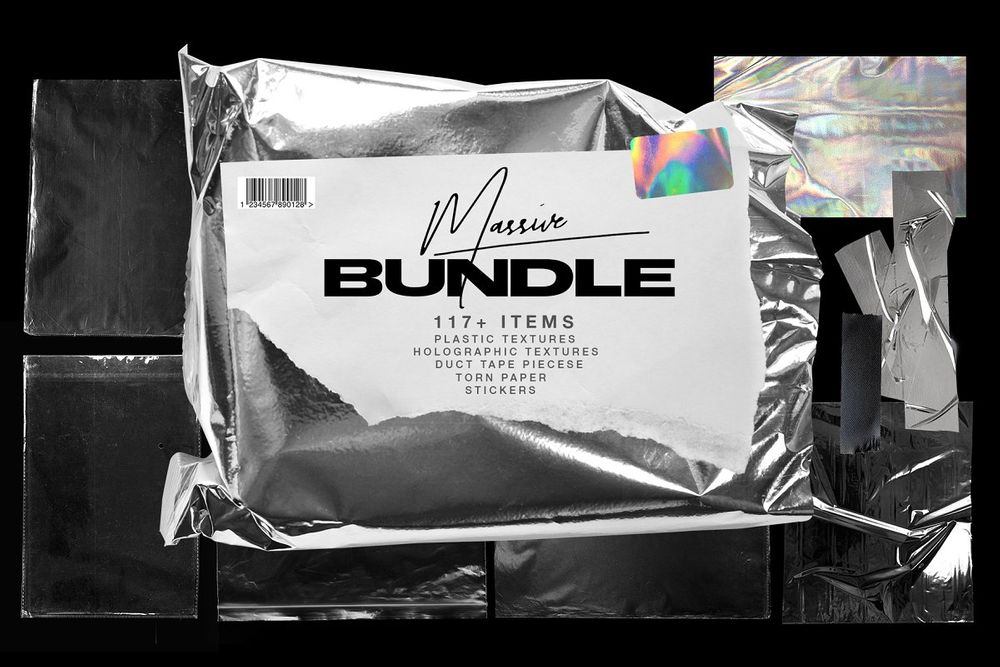 A plastic and torn paper bundle