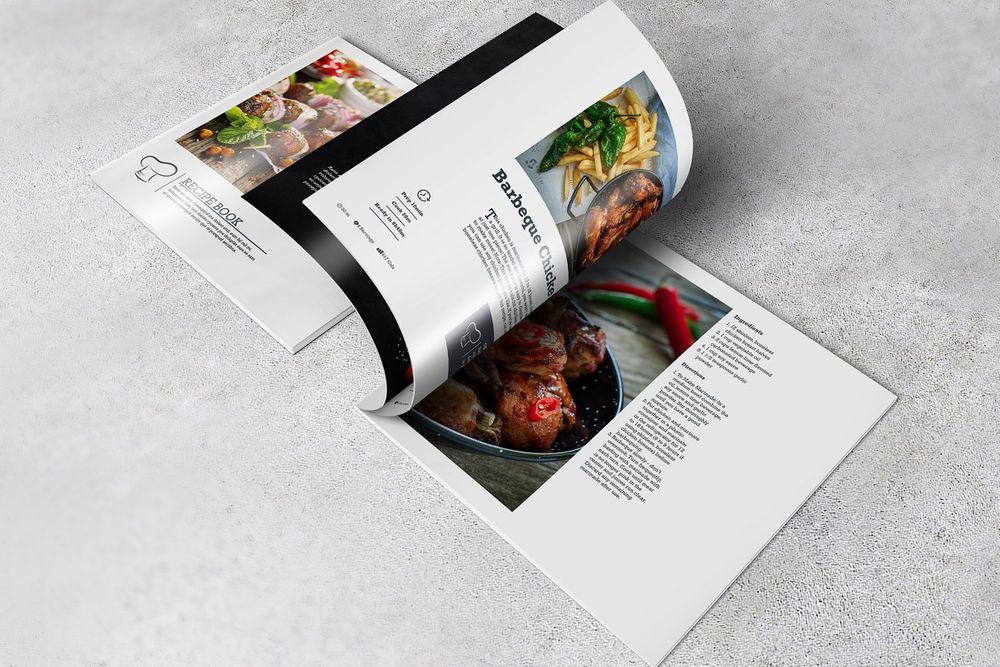 Open recipe cook book brochure template