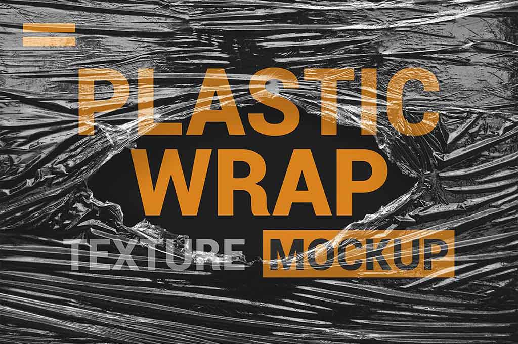 A transparent plastic wrap texture mockup