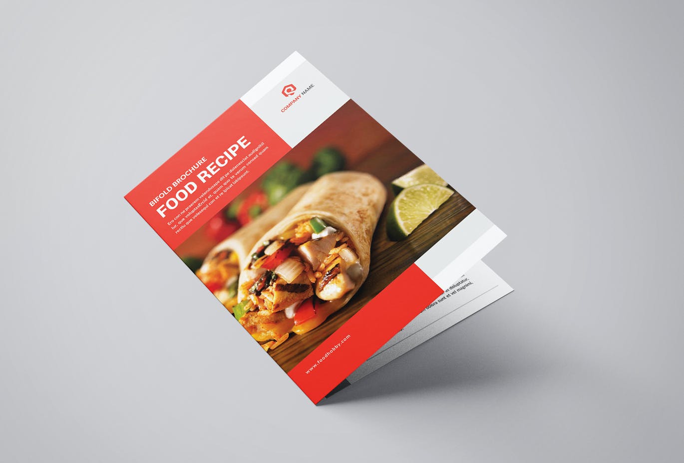 Red bifold food brochure template
