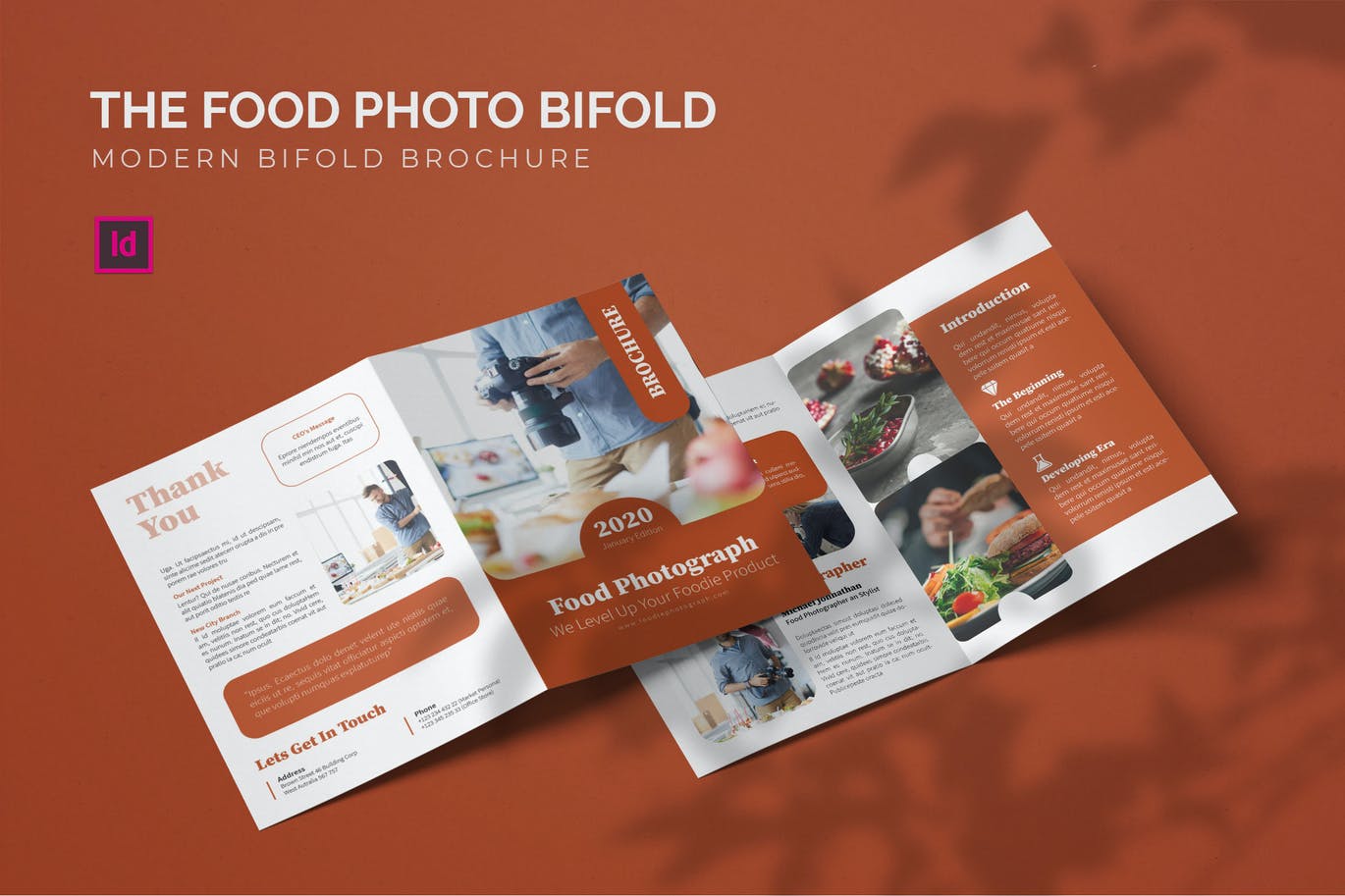 Brochure template with food photos