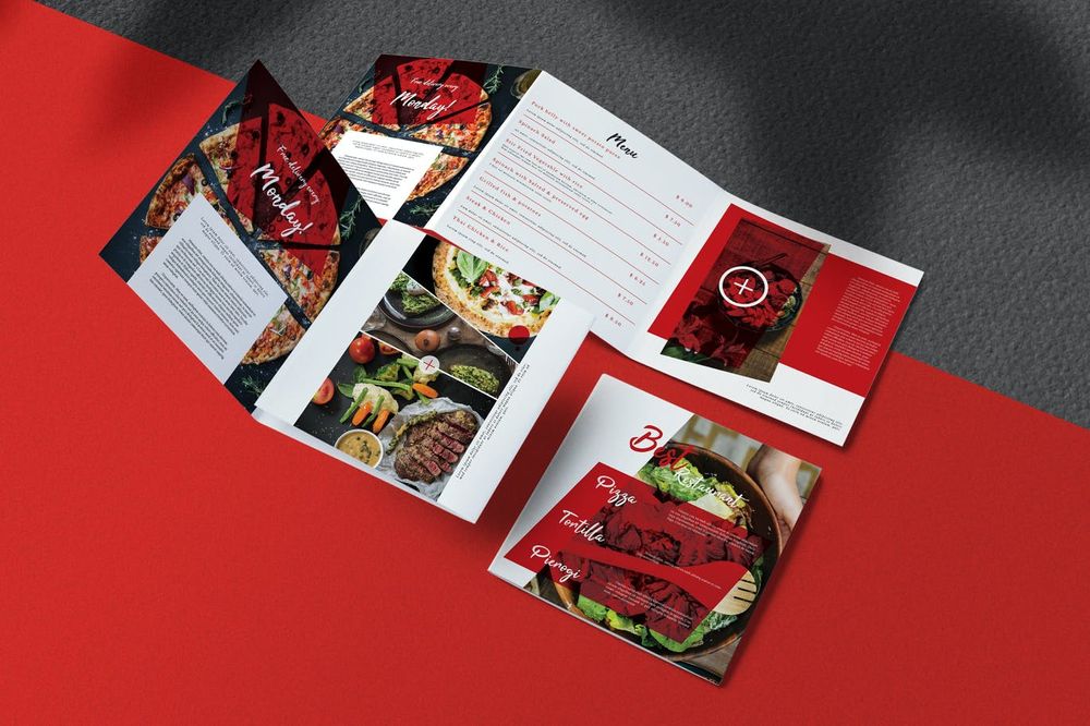 Food pizza brochure template set