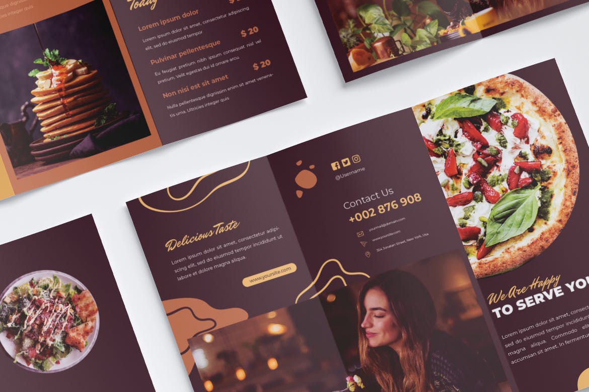 Food and restaurand trifold brochure template