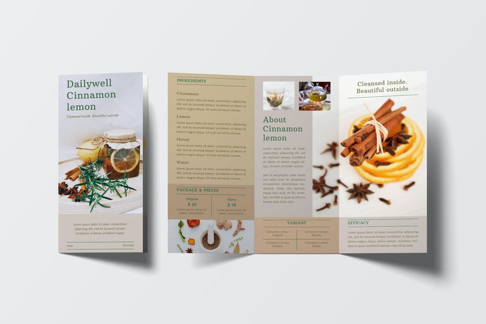 Editable herbal beverage brochure template
