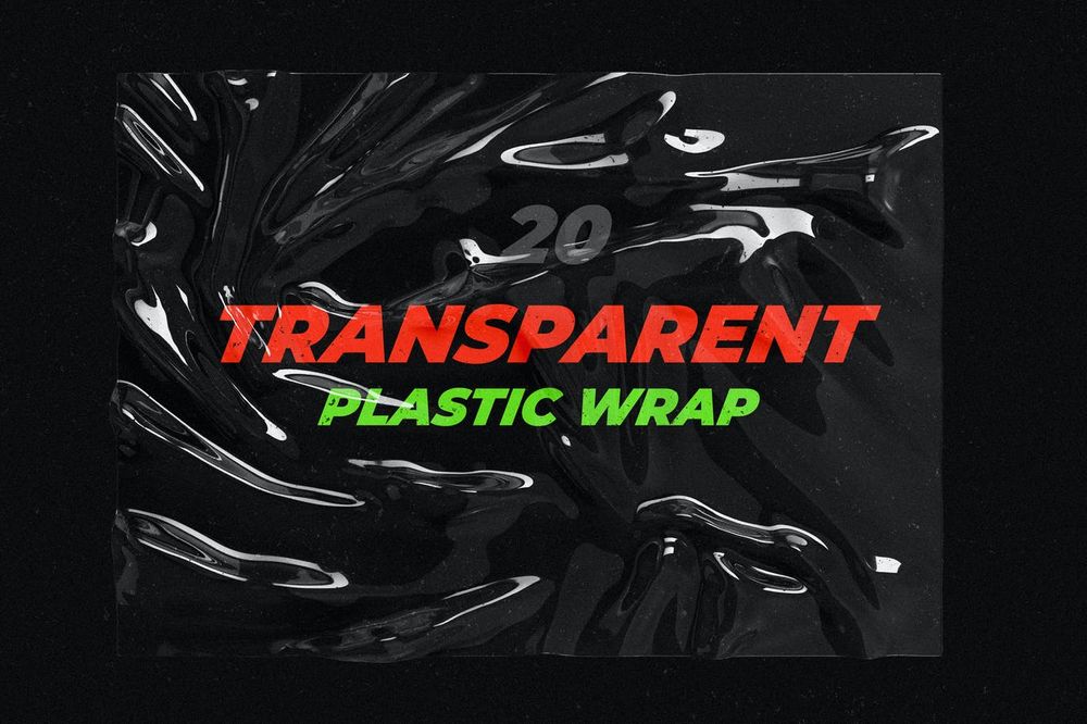 A transparent plastic wrap texture mockup