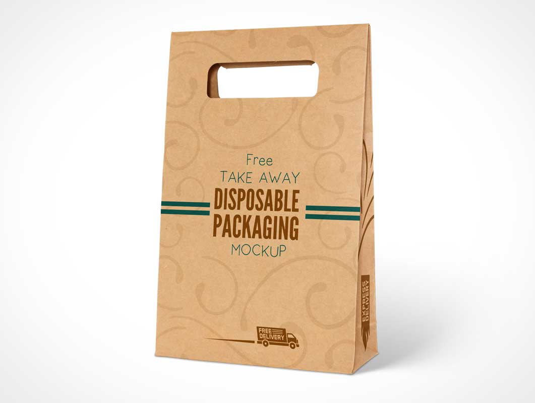A free kraft paper food bag mockup