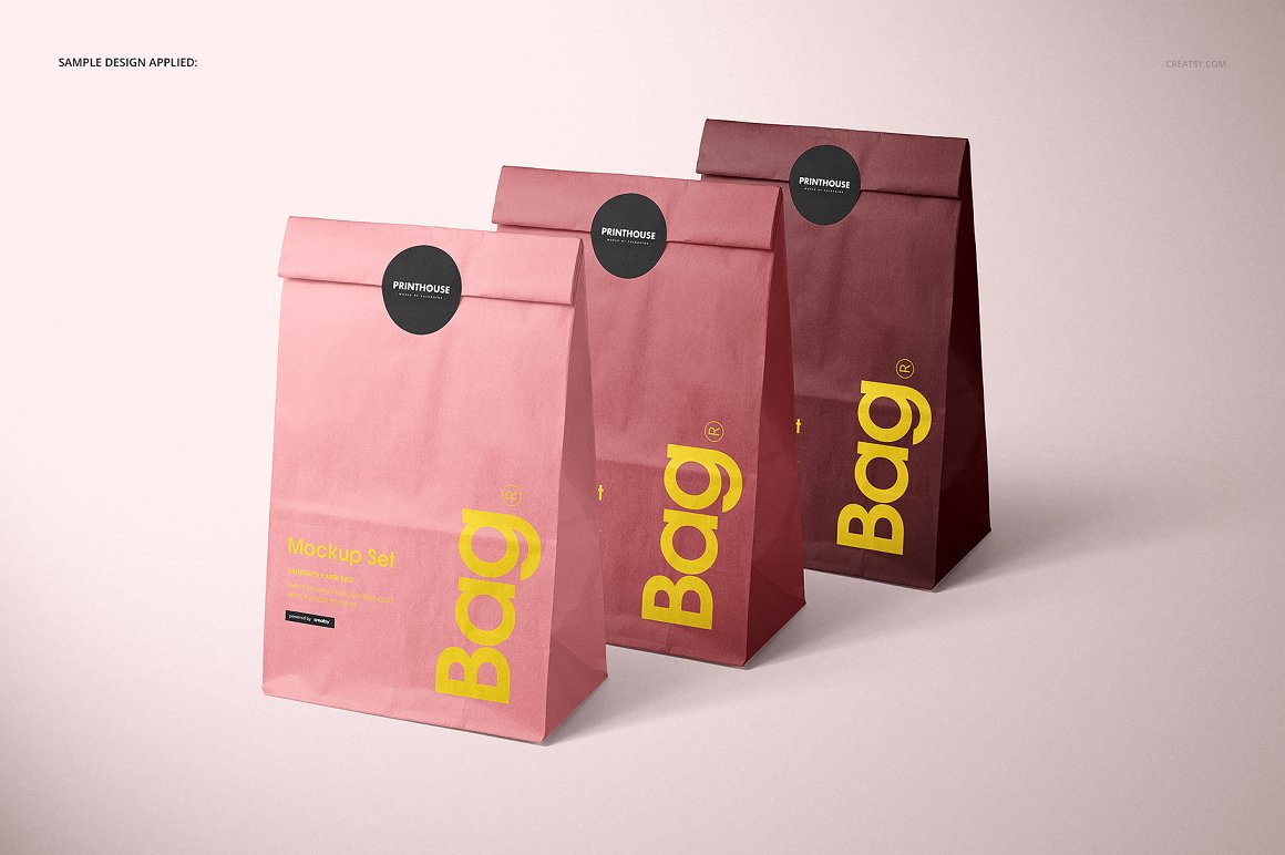 A lunch bag mockup set