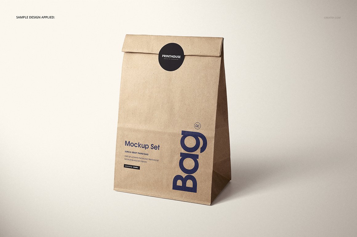 A lunch kraft bag mockup set