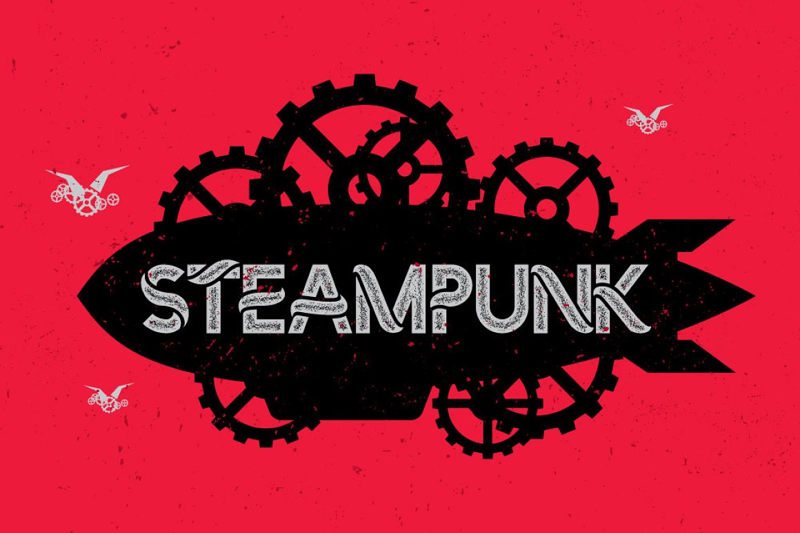 A grunge steampunk style font