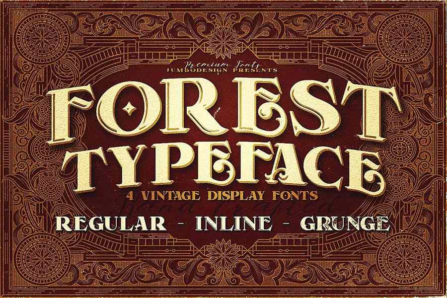 A regular inline and grunge vintage typeface