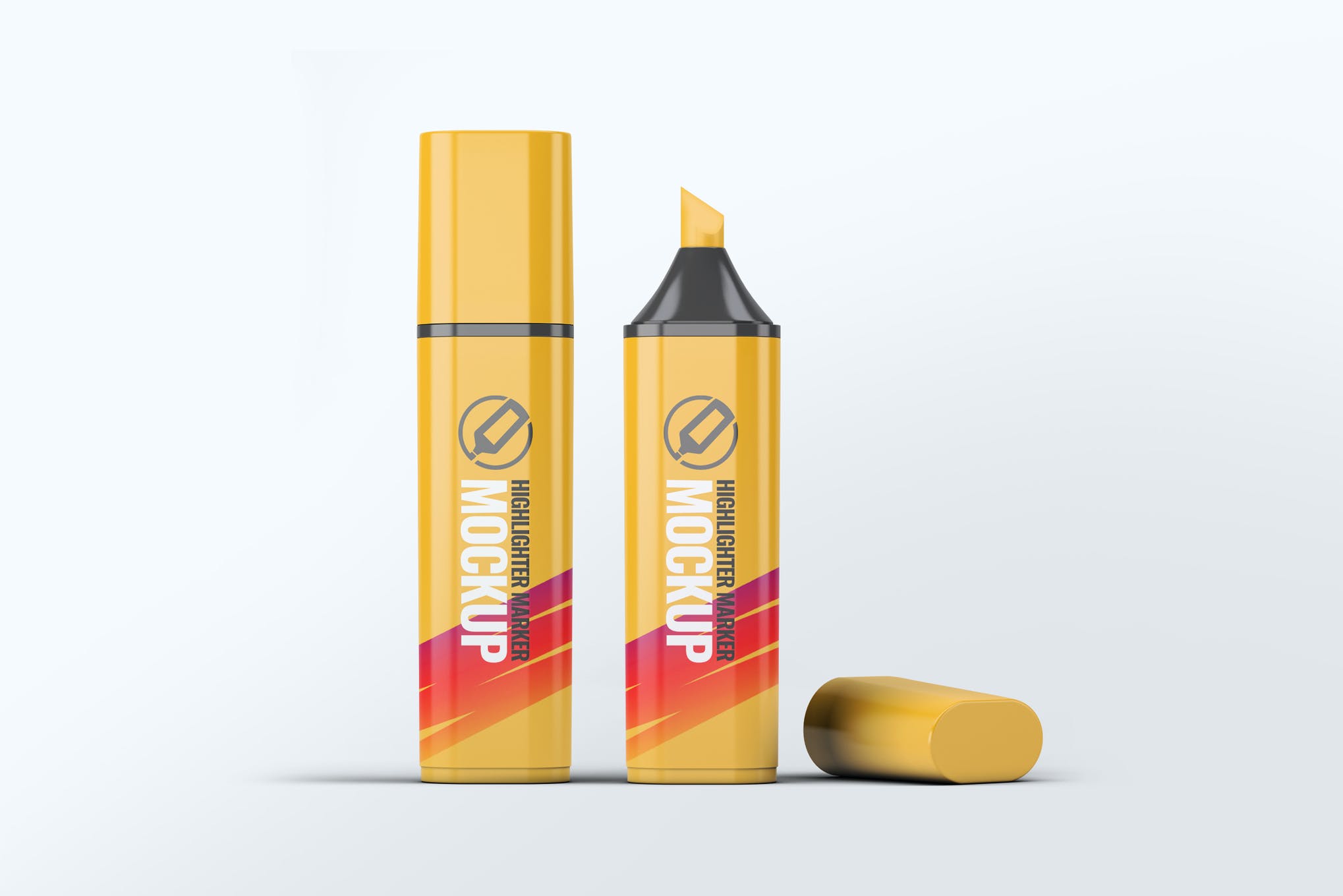 Open and closed Yellow marker pen mockup