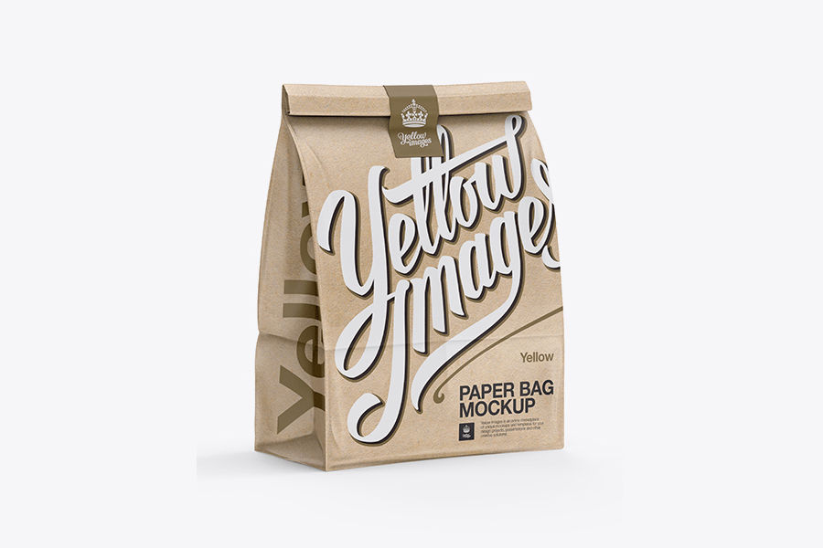 A kraft paper bag mockup template