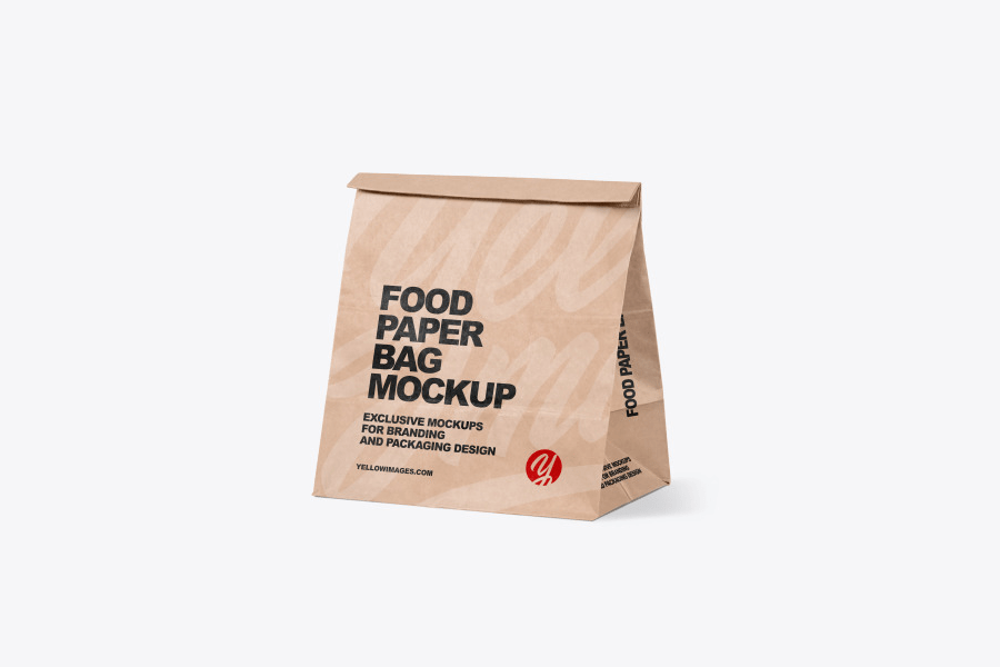 A kraft paper food bag mockup template
