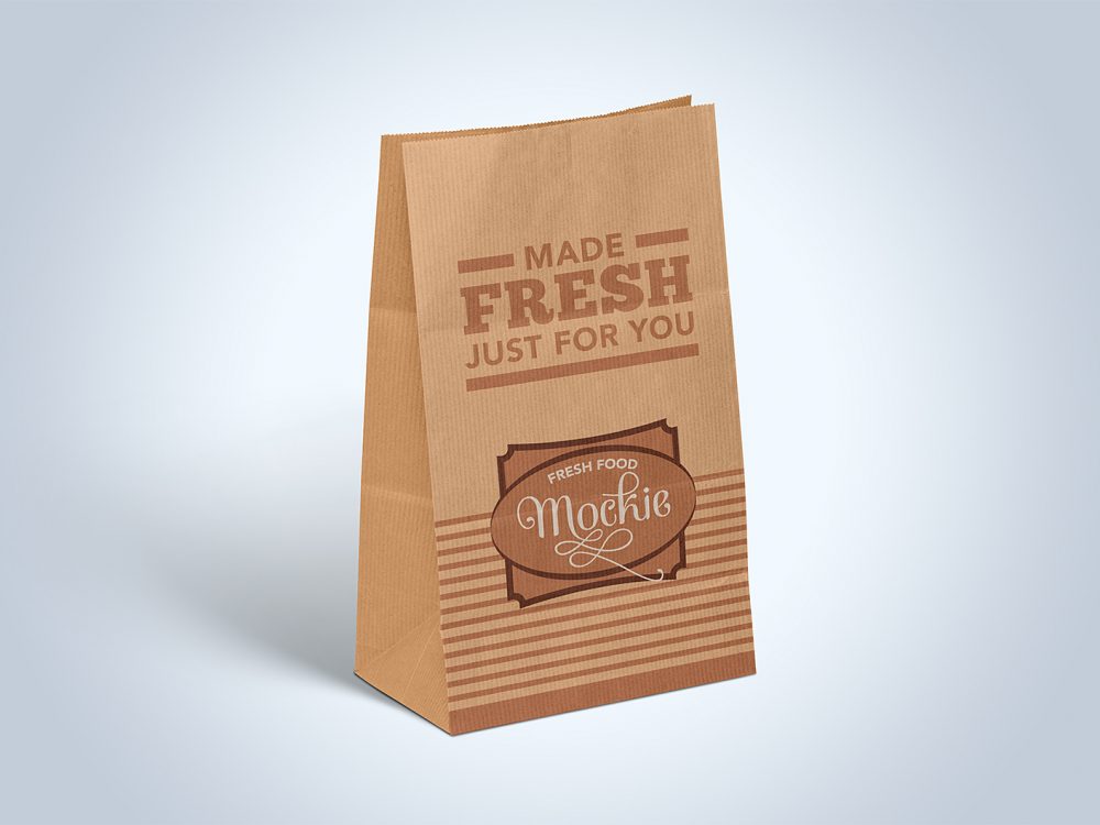 A free kraft paper food packaging mockup