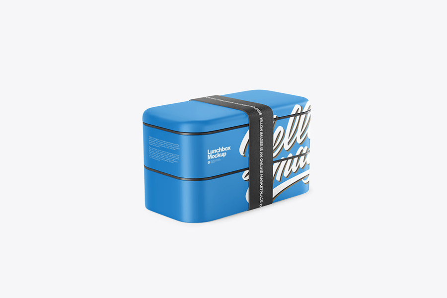 A matte lunch box mockup template