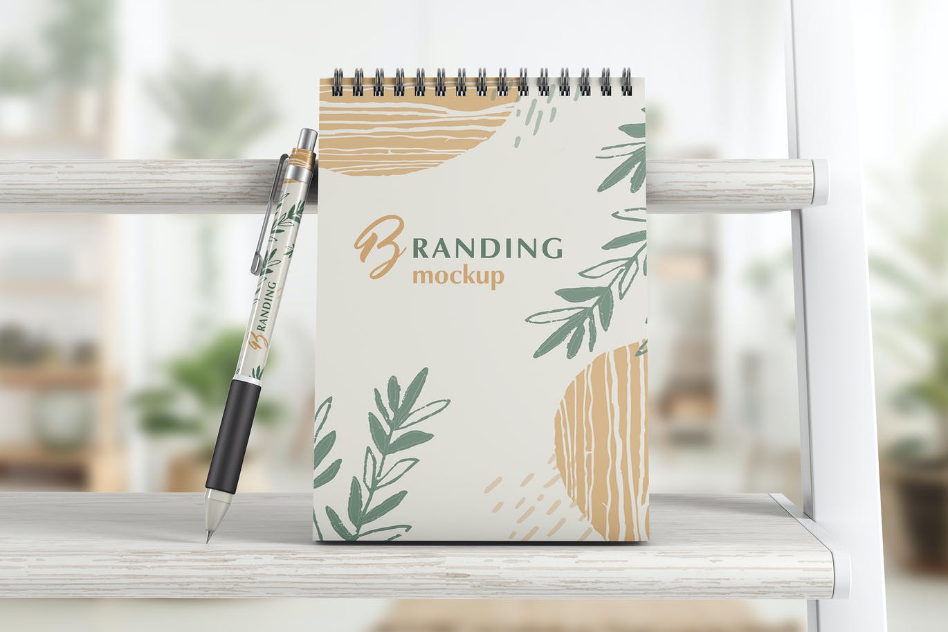 Notebook and pen branding mockup template