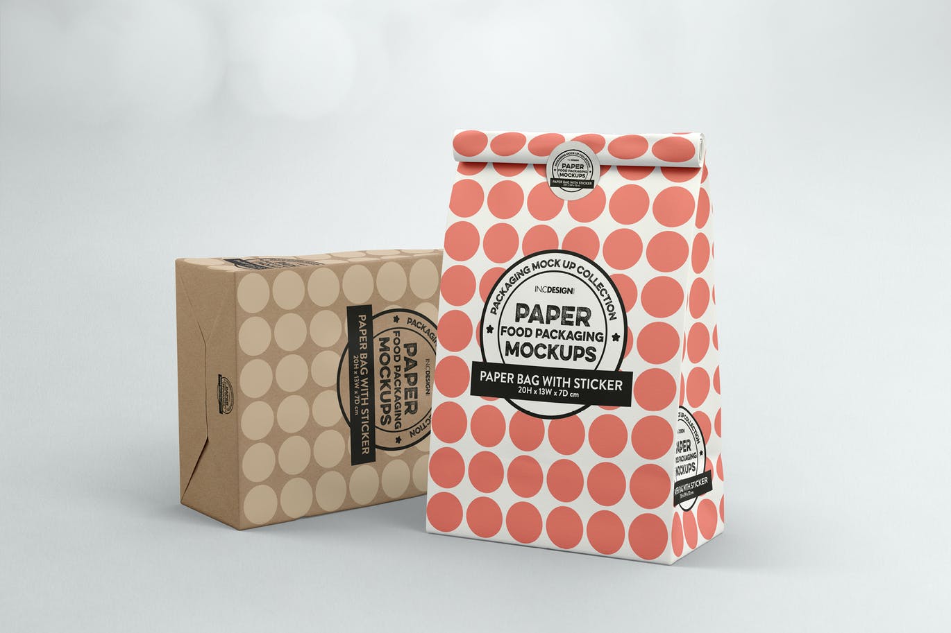 A paper bag with sticker seal mockup