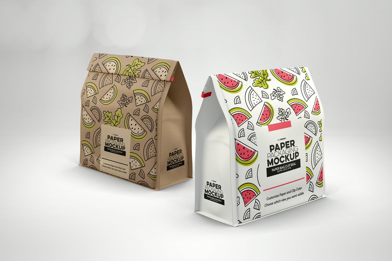 A paper bags with clip seal packaging mockup