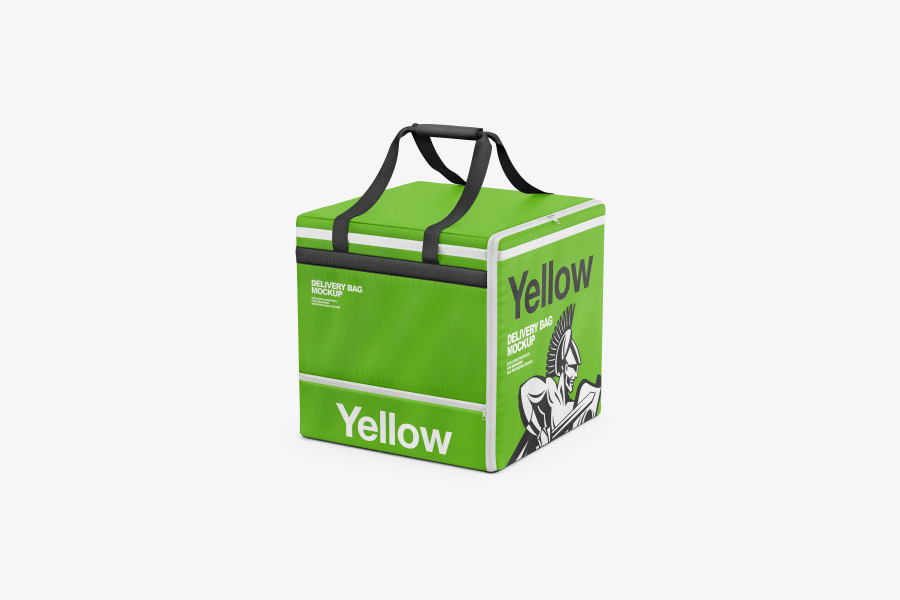 A polyester delivery bag mockup template