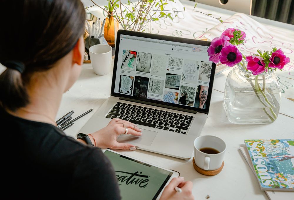 A women watching computer