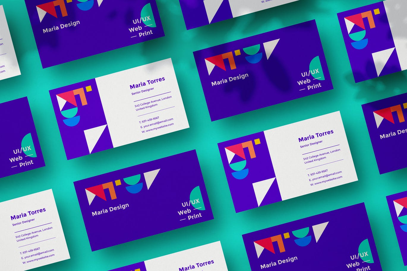 Blue and green business card template
