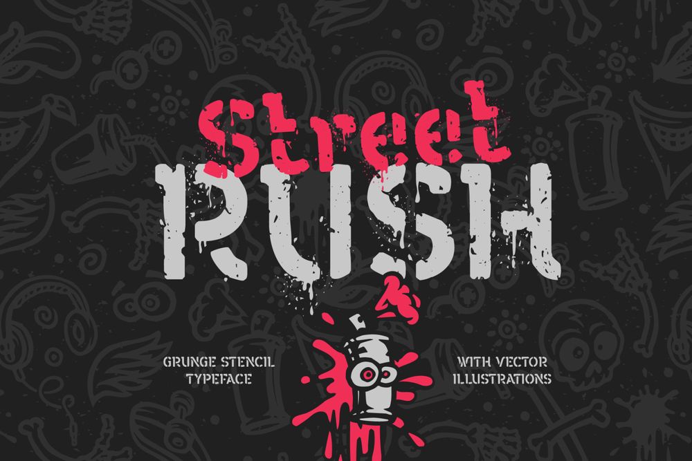 A grunge stencil street style typeface