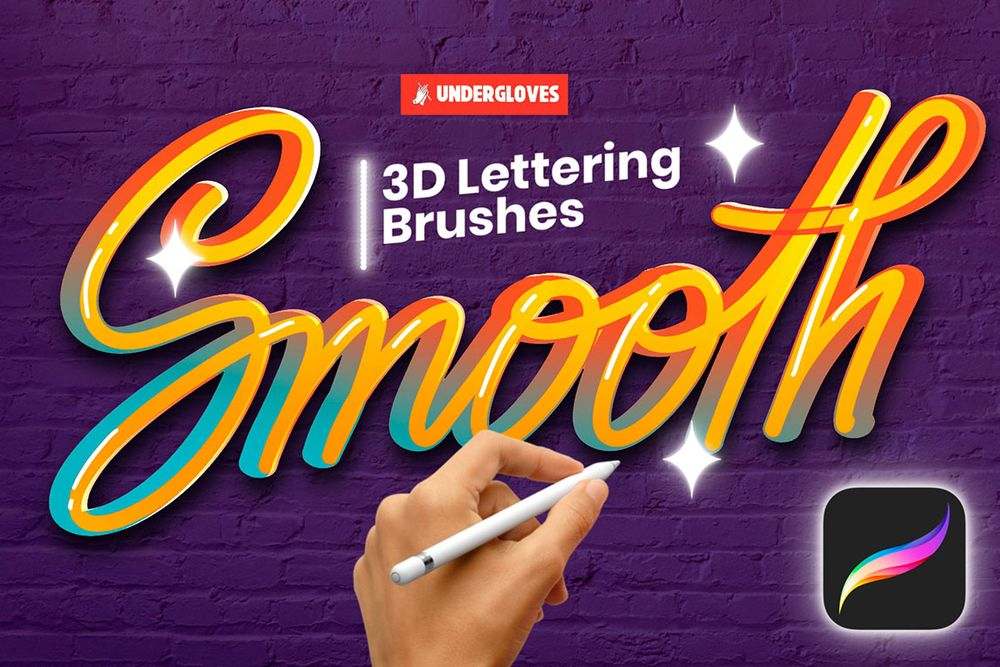 3d lettering stroke brushes for procreate