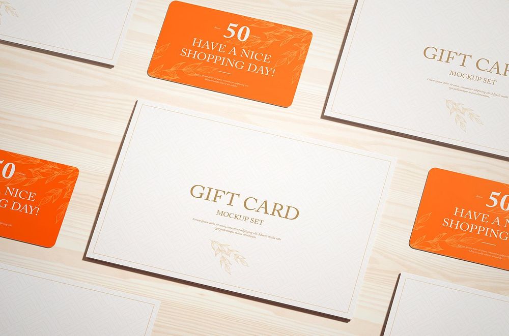 A gift card mockup set