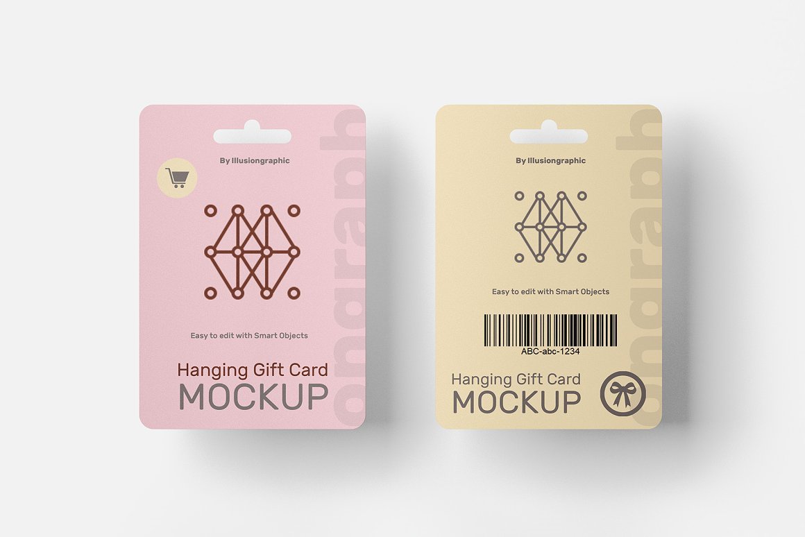 A hanging gift card mockup in ten views