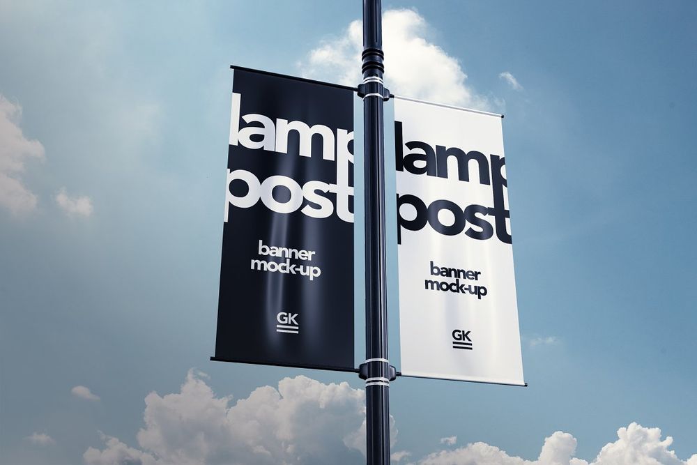 Lamp post banner mockup template