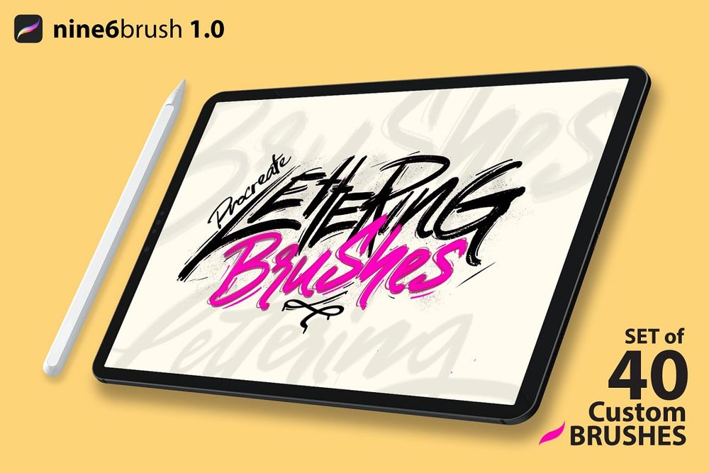 Fourty free custom lettering brushes for procreate