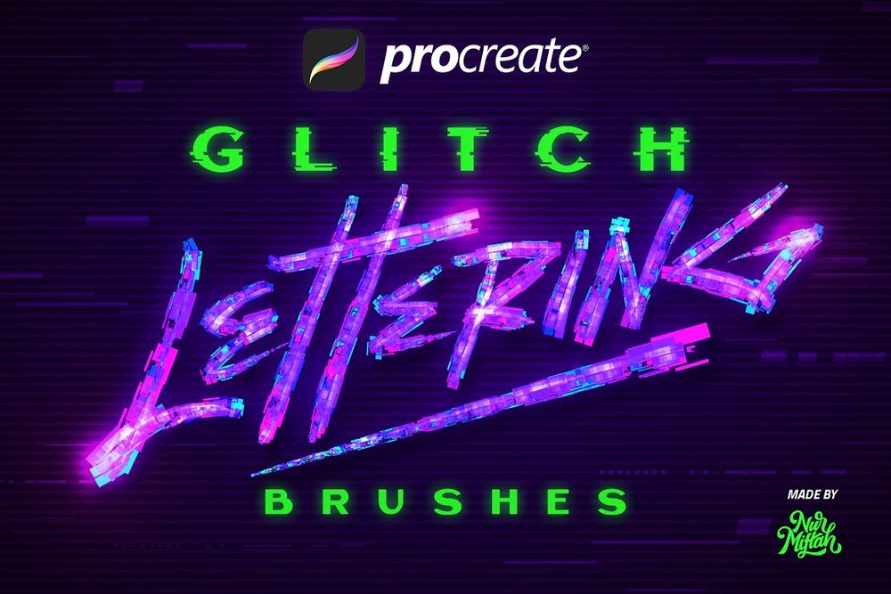 A glitch lettering brushes for procreate