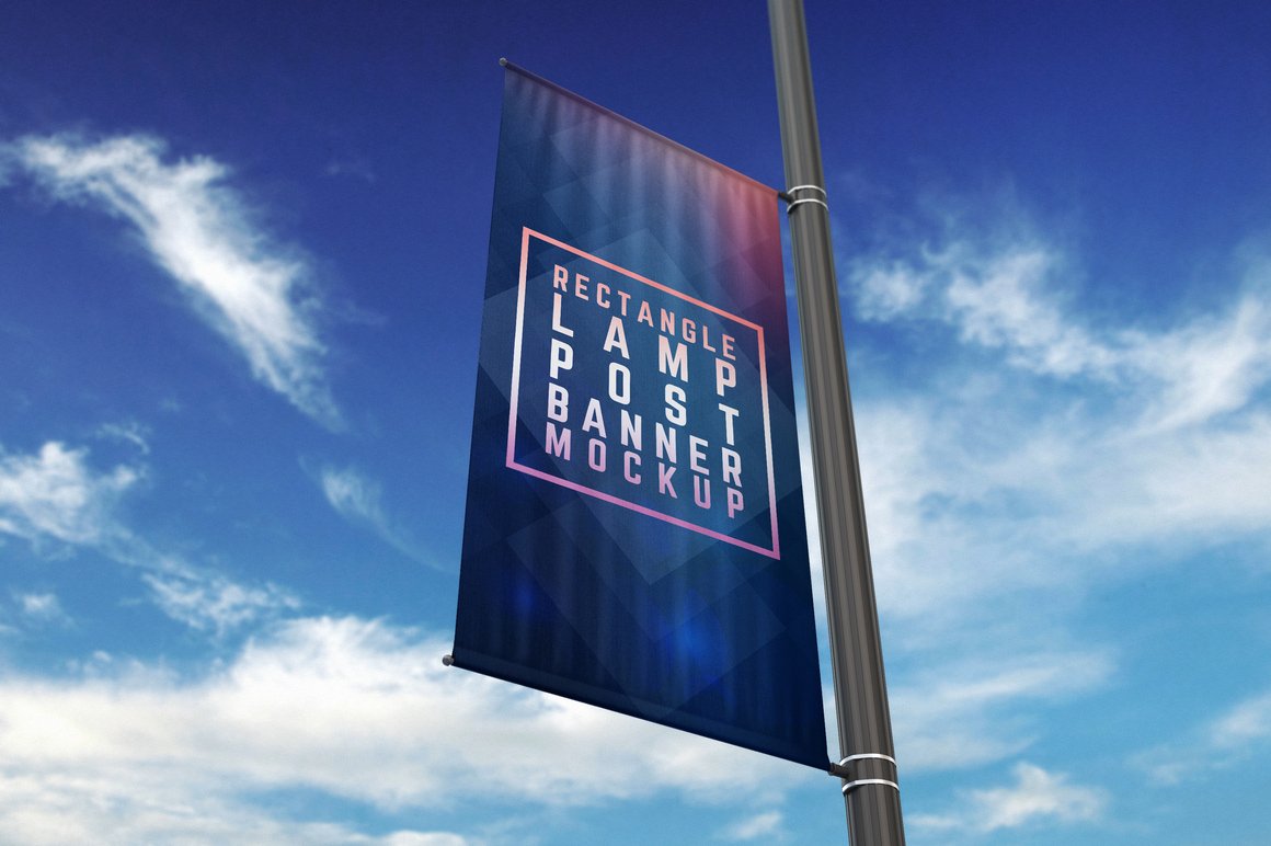 Rectangle lamp post banner mockup